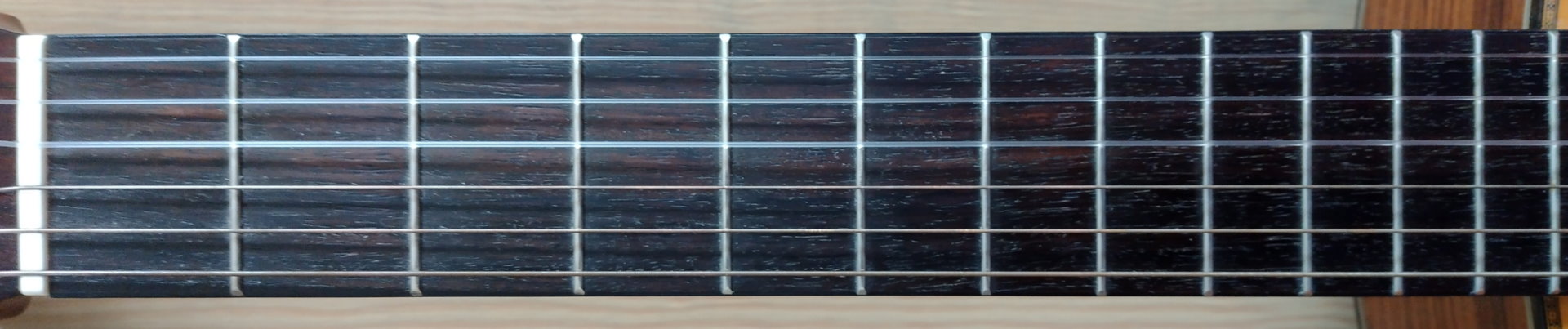 Banner image of a classical guitar fretboard.