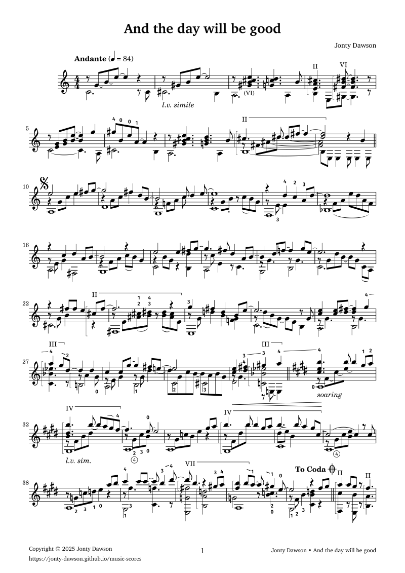 Sheet music PDF. Sheet music PDF. Original composition for solo classical guitar.

